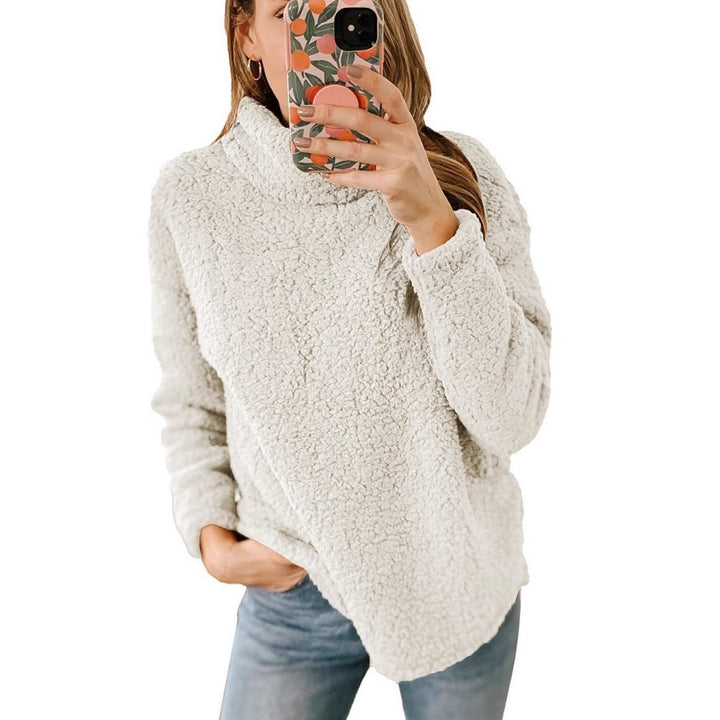Damers Mysiga Fleece Tröja med Hög Krage och Texturerad Yta Mirla-Eva Jonsson