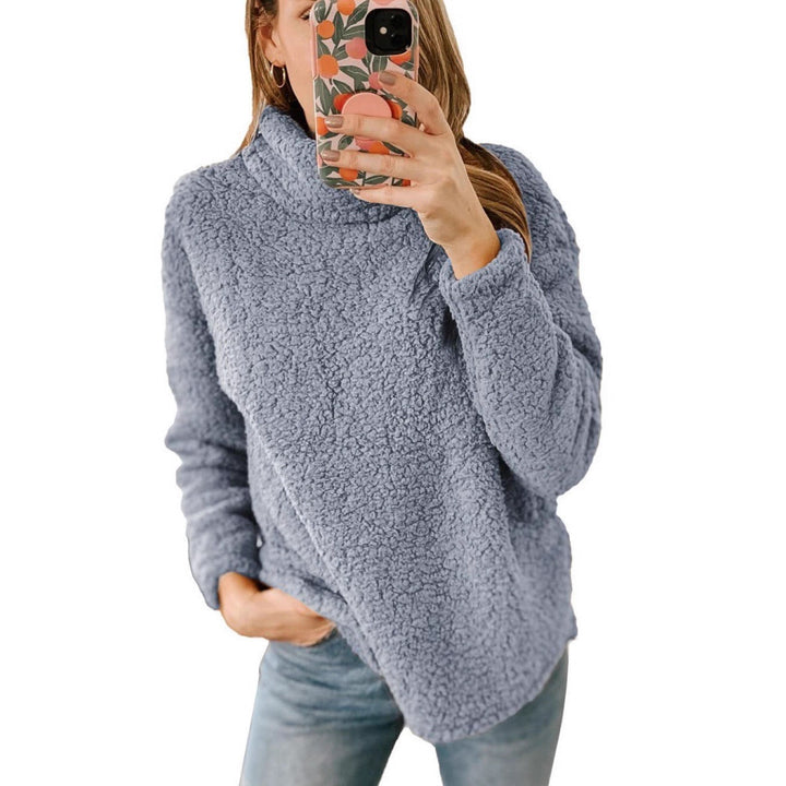 Damers Mysiga Fleece Tröja med Hög Krage och Texturerad Yta Mirla-Eva Jonsson