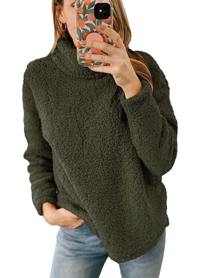 Damers Mysiga Fleece Tröja med Hög Krage och Texturerad Yta Mirla-Eva Jonsson