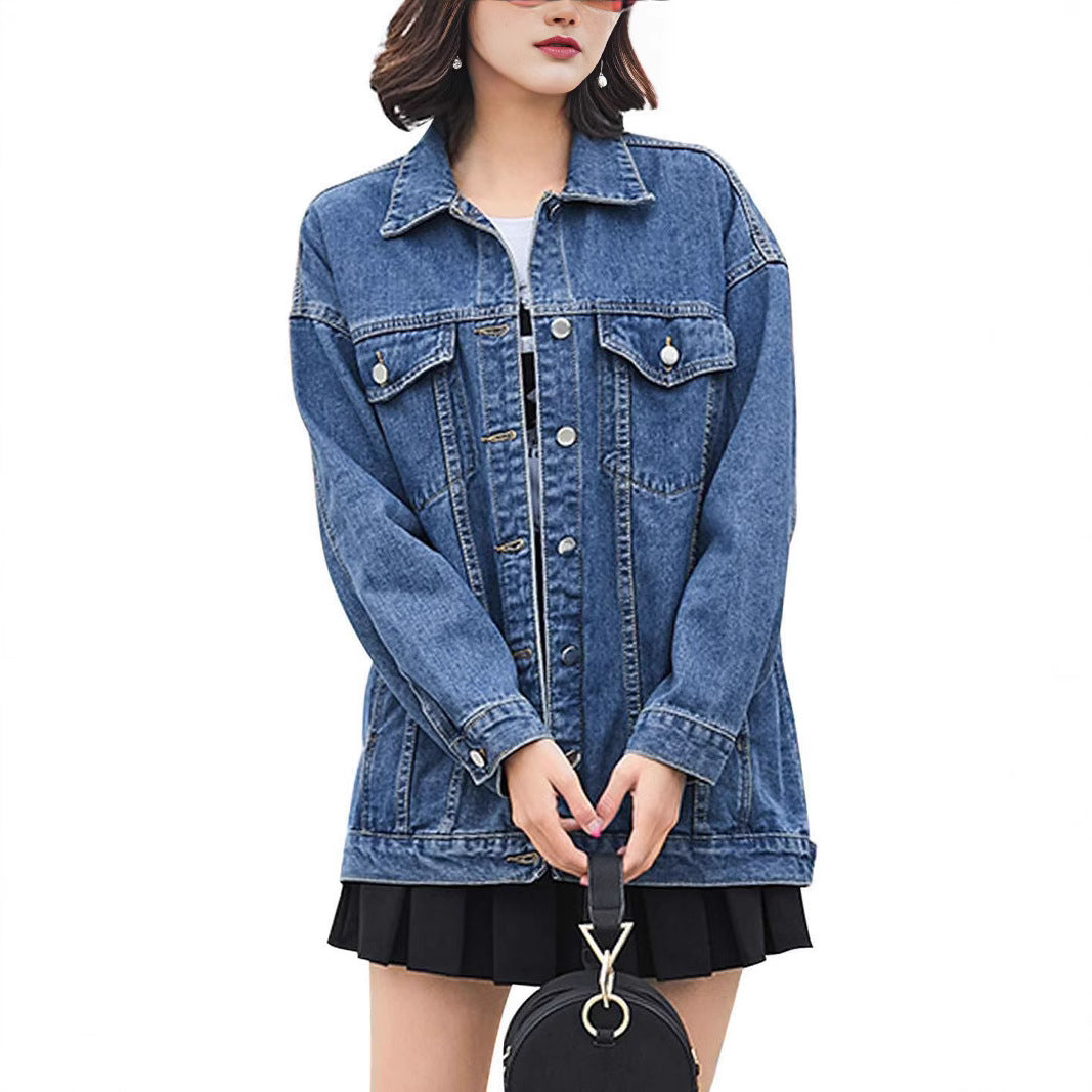 Damers Oversized Denimjacka med Dekorativa Tryckknappar Mirla-Eva Jonsson