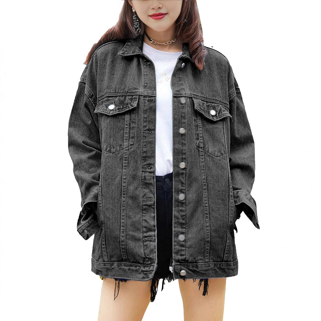Damers Oversized Denimjacka med Dekorativa Tryckknappar Mirla-Eva Jonsson