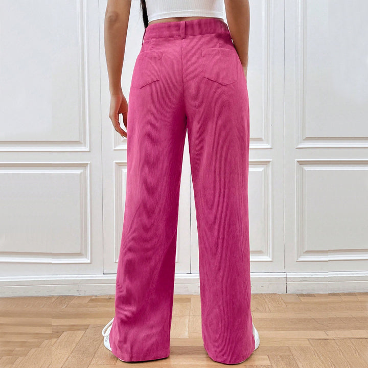 Damers breda kordbyxor med elegant slit Mirla-Eva Jonsson