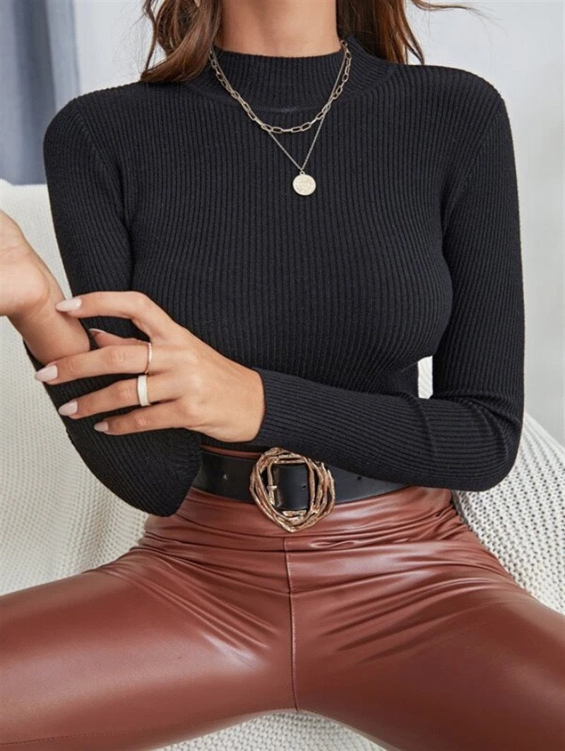 Damers långärmad tröja med elegant ribbmönster Eva Jonsson-Eva Jonsson