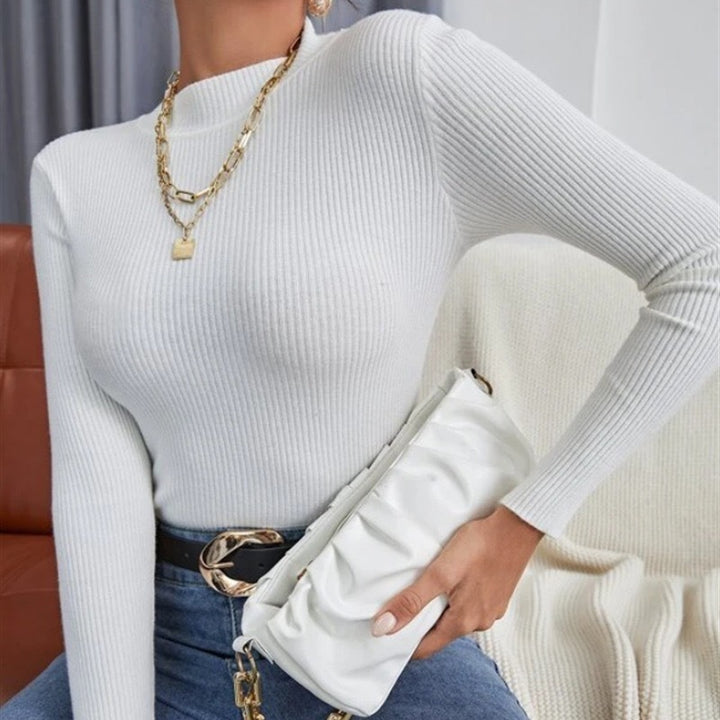 Damers långärmad tröja med elegant ribbmönster Eva Jonsson-Eva Jonsson