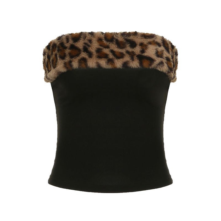 Damers mode bustier med konstpälskrage Mirla-Eva Jonsson