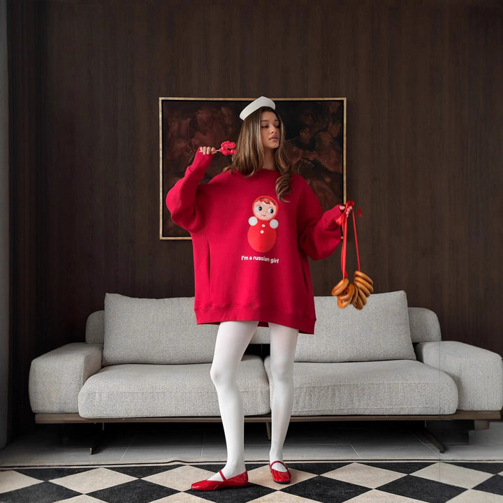 Damers oversize sweatshirt med originaltryck och bekväm passform Mirla-Eva Jonsson