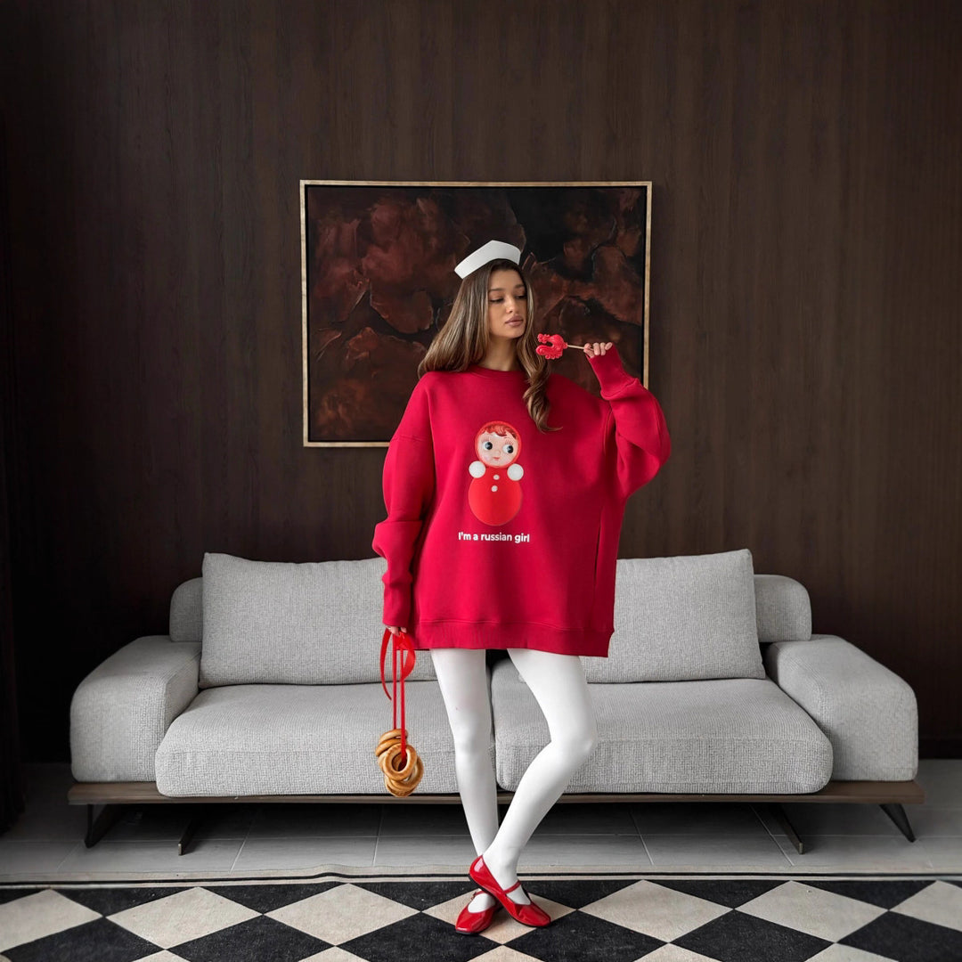 Damers oversize sweatshirt med originaltryck och bekväm passform Mirla-Eva Jonsson
