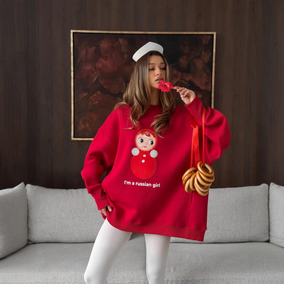 Damers oversize sweatshirt med originaltryck och bekväm passform Mirla-Eva Jonsson
