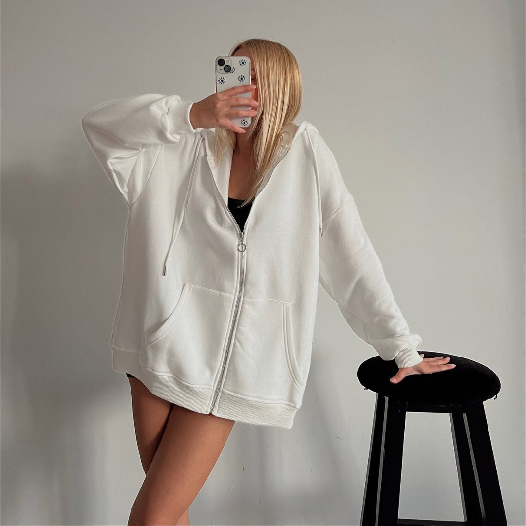 Damers oversized hoodiejacka med dragkedja Mirla-Eva Jonsson