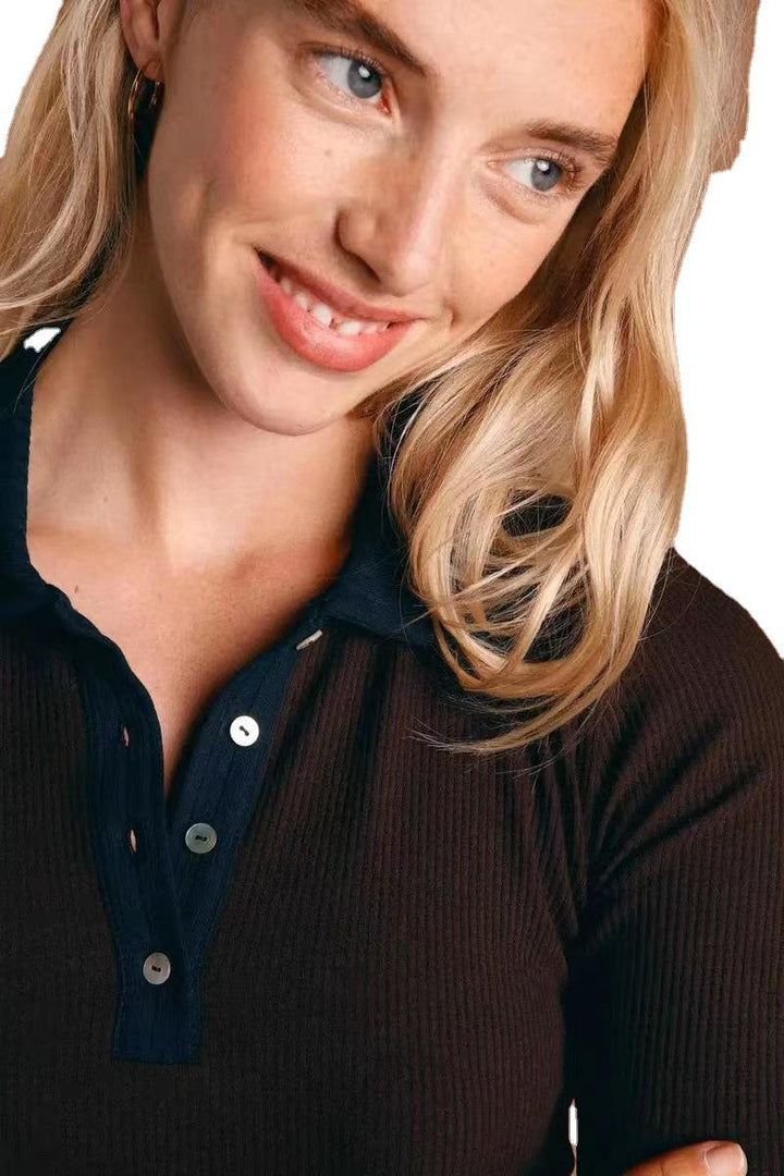 Damers polo skjorta med strukturerat tyg och avvikande krage Mirla-Eva Jonsson