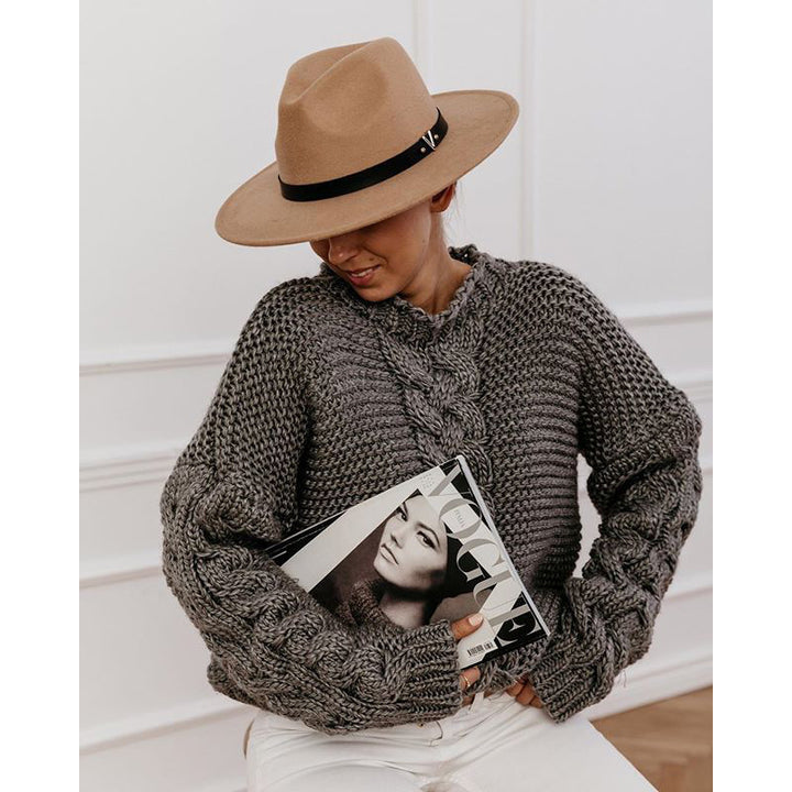 Dames Grov stickad tröja med flätmönster Eva Jonsson-Eva Jonsson