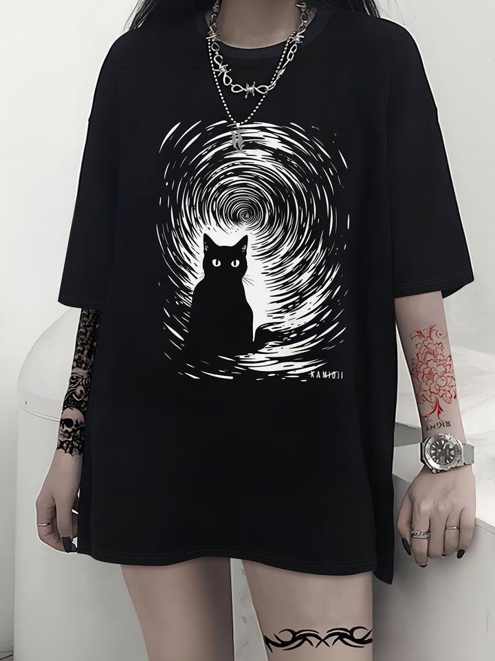 Dames T-shirt met artistiek skelettemotief en unieke druk Mirla-Eva Jonsson