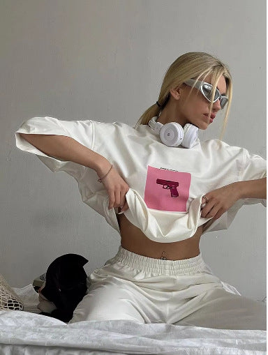 Dames T-shirt met artistieke schedelmotief en casual snit Mirla-Eva Jonsson