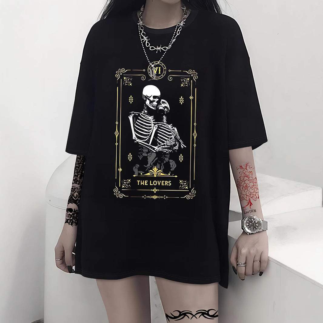 Dames T-shirt met artistieke schedelmotief en casual snit Mirla-Eva Jonsson