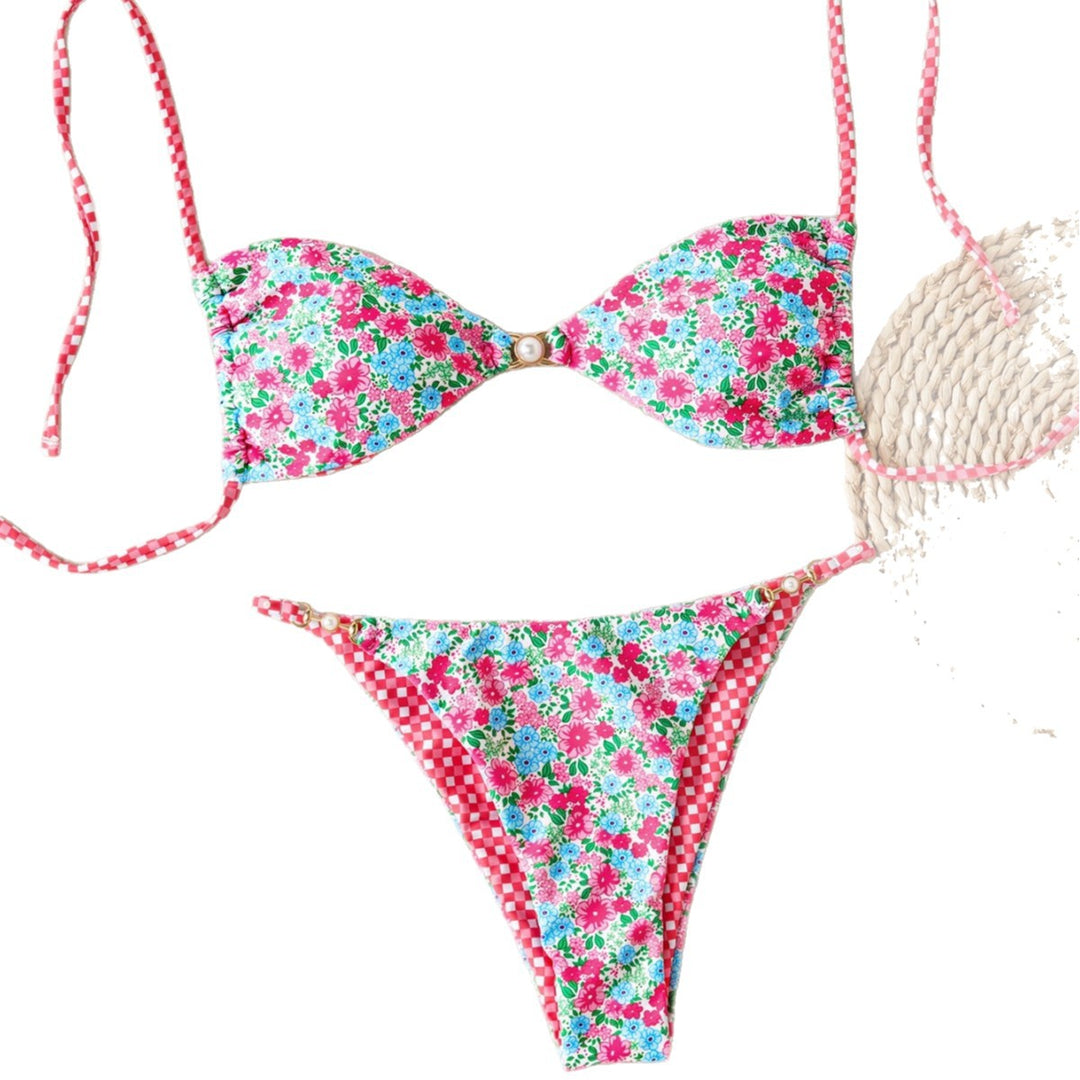 Dames bikini set med raffinerat leopardmönster och eleganta pärldetaljer Mirla-Eva Jonsson