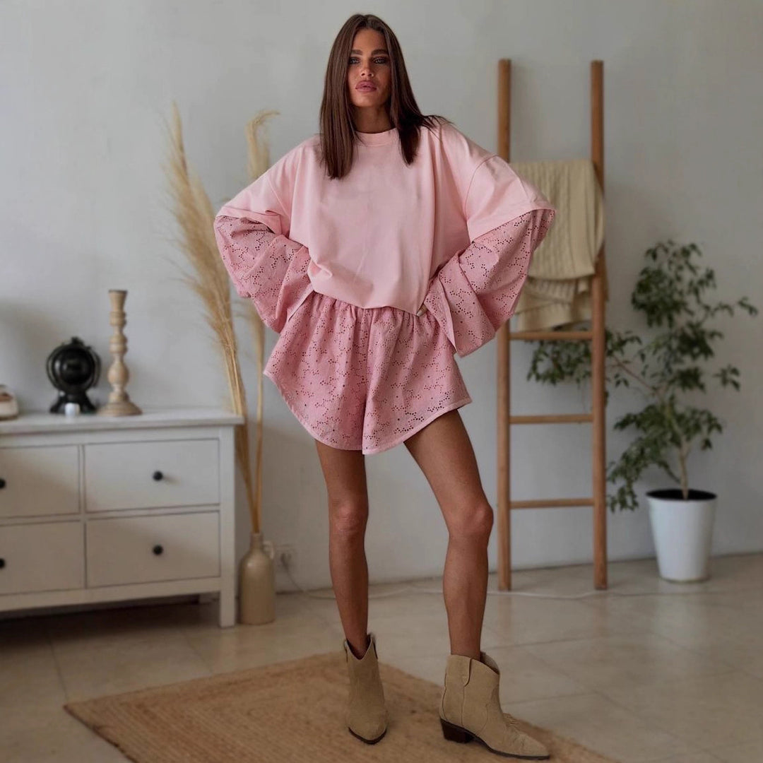 Dames casual set met gelaagd top en shorts Mirla-Eva Jonsson