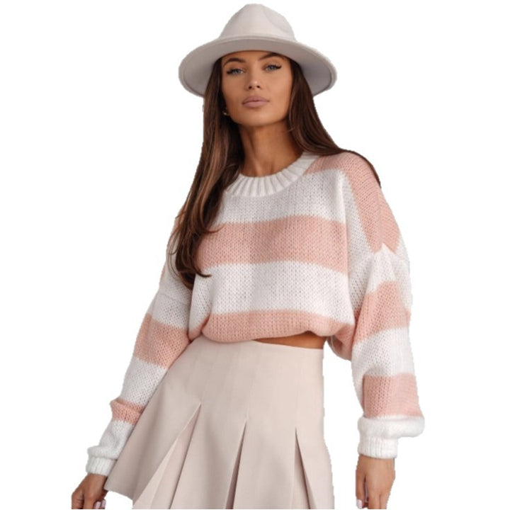 Dames casual stickad tröja med luftig struktur och lösa ärmar Eva Jonsson-Eva Jonsson