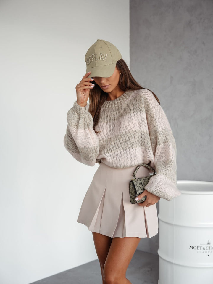 Dames casual stickad tröja med luftig struktur och lösa ärmar Eva Jonsson-Eva Jonsson