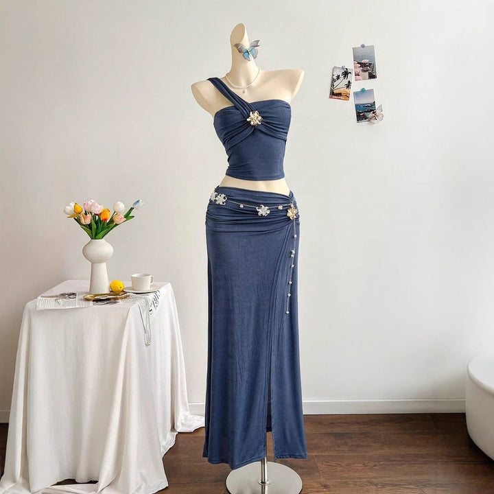 Dames elegante zomerjurk met bloemdetail Mirla-Eva Jonsson