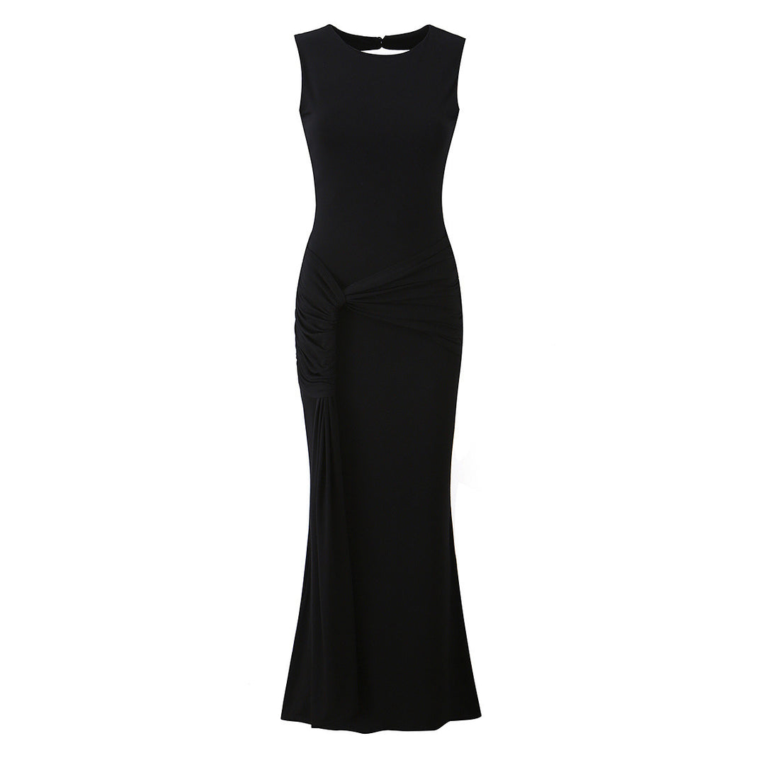 Dames maxikleid mit raffinerte draperinger og elegant ryggutskjæring Mirla-Eva Jonsson