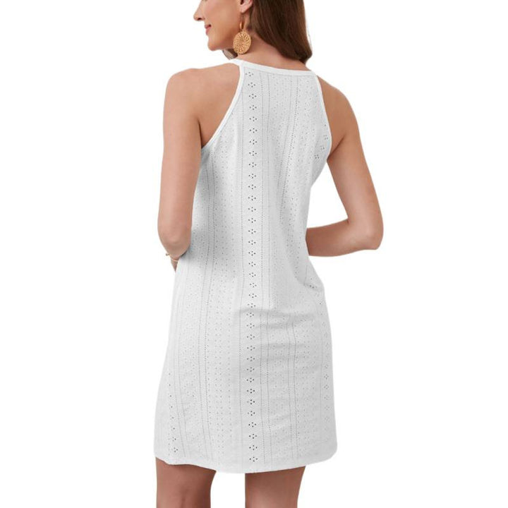 Dames sommarklänning med elegant cut-out design och blomsterbroderi Mirla-Eva Jonsson