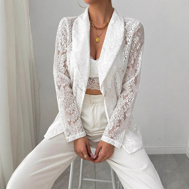 Dames spetsblazer med elegant sjalkrag Mirla-Eva Jonsson