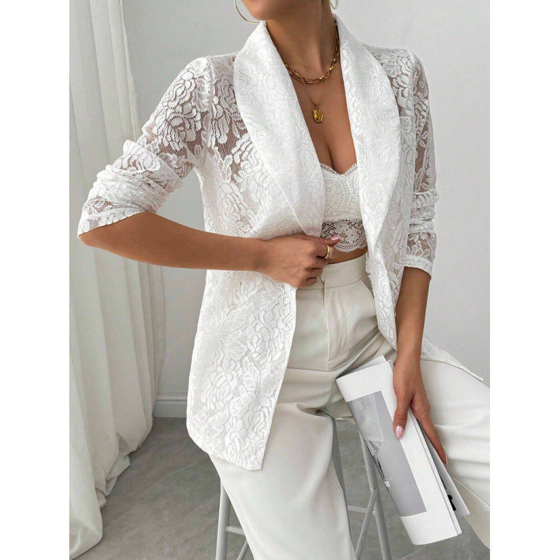 Dames spetsblazer med elegant sjalkrag Mirla-Eva Jonsson