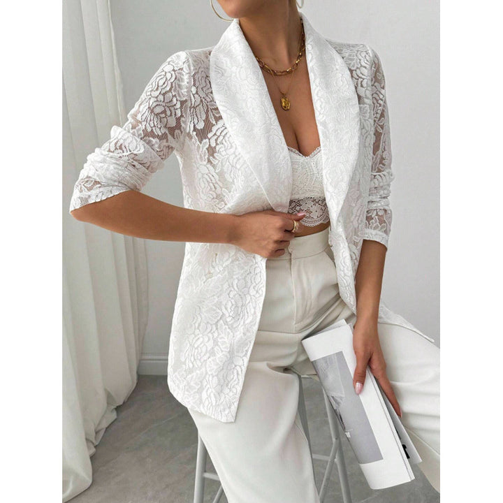Dames spetsblazer med elegant sjalkrag Mirla-Eva Jonsson