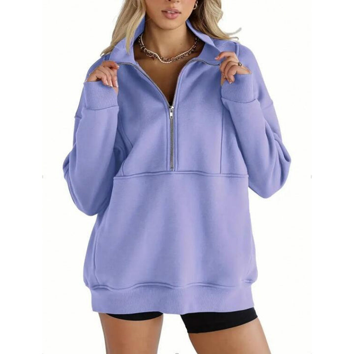 Dames sweatshirt med halv dragkedja och oversized passform Eva Jonsson-Eva Jonsson