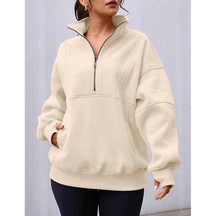 Dames sweatshirt med halv dragkedja och oversized passform Mirla-Eva Jonsson