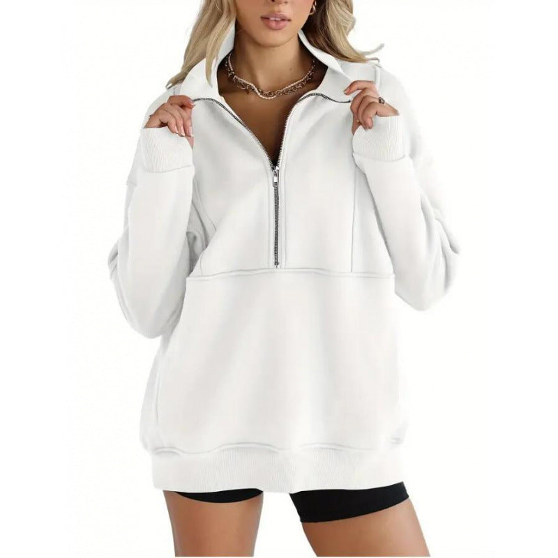 Dames sweatshirt med halv dragkedja och oversized passform Mirla-Eva Jonsson