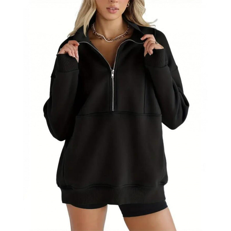 Dames sweatshirt med halv dragkedja och oversized passform Mirla-Eva Jonsson
