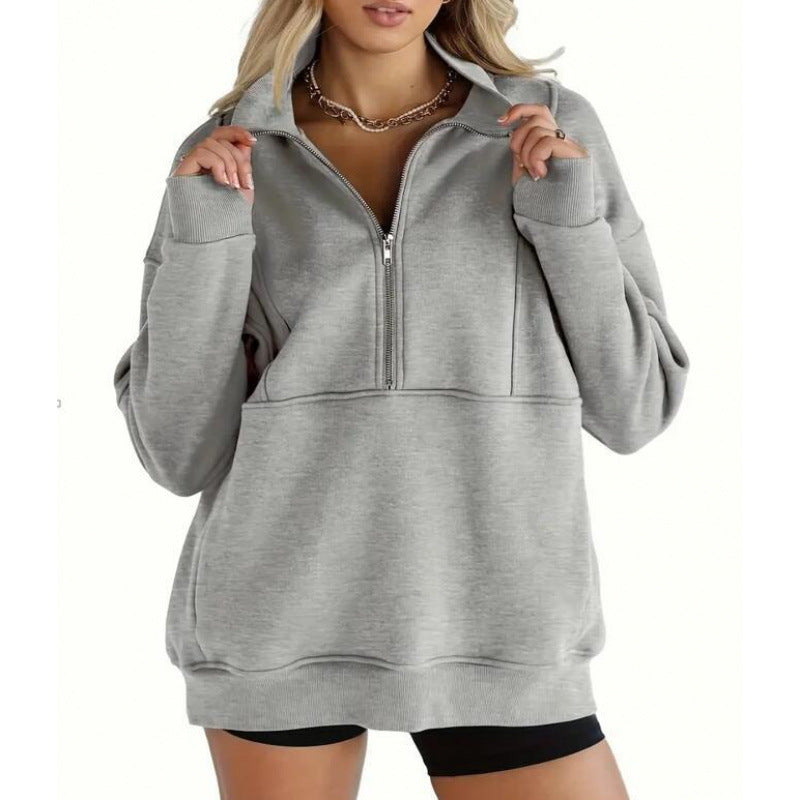 Dames sweatshirt med halv dragkedja och oversized passform Mirla-Eva Jonsson