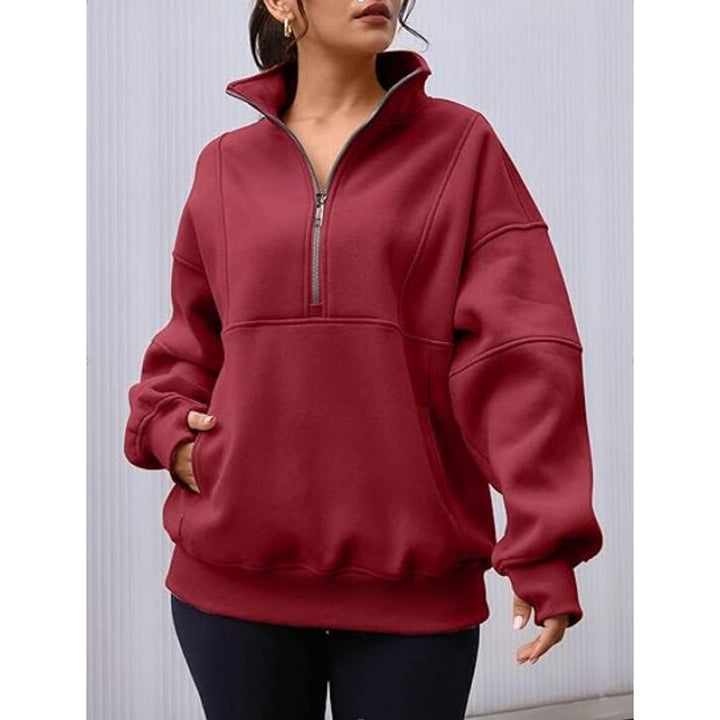 Dames sweatshirt med halv dragkedja och oversized passform Mirla-Eva Jonsson