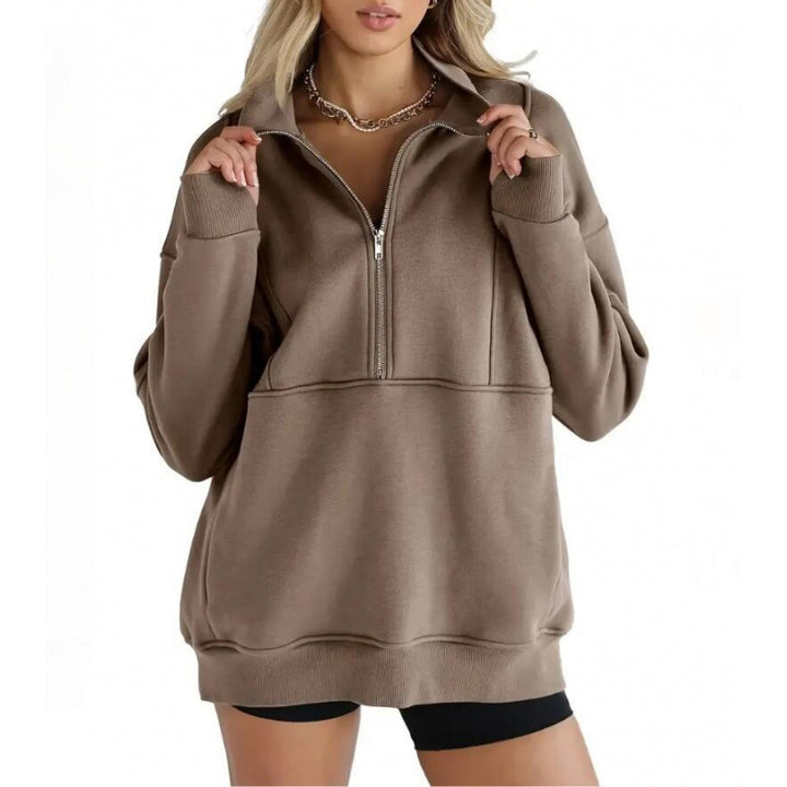 Dames sweatshirt med halv dragkedja och oversized passform Mirla-Eva Jonsson