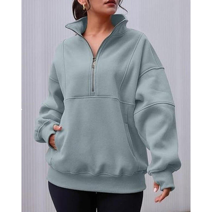 Dames sweatshirt med halv dragkedja och oversized passform Mirla-Eva Jonsson