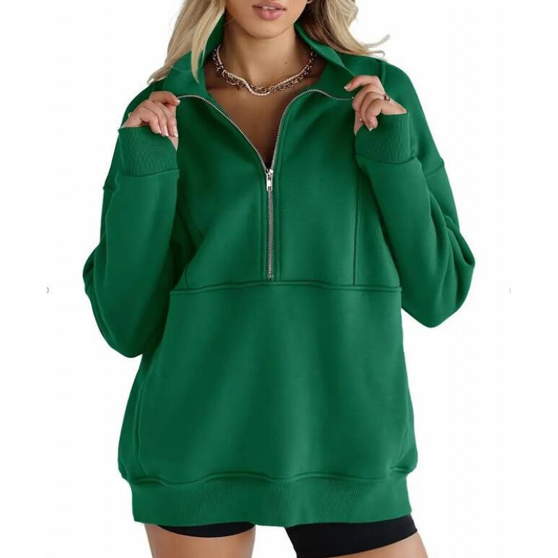 Dames sweatshirt med halv dragkedja och oversized passform Mirla-Eva Jonsson