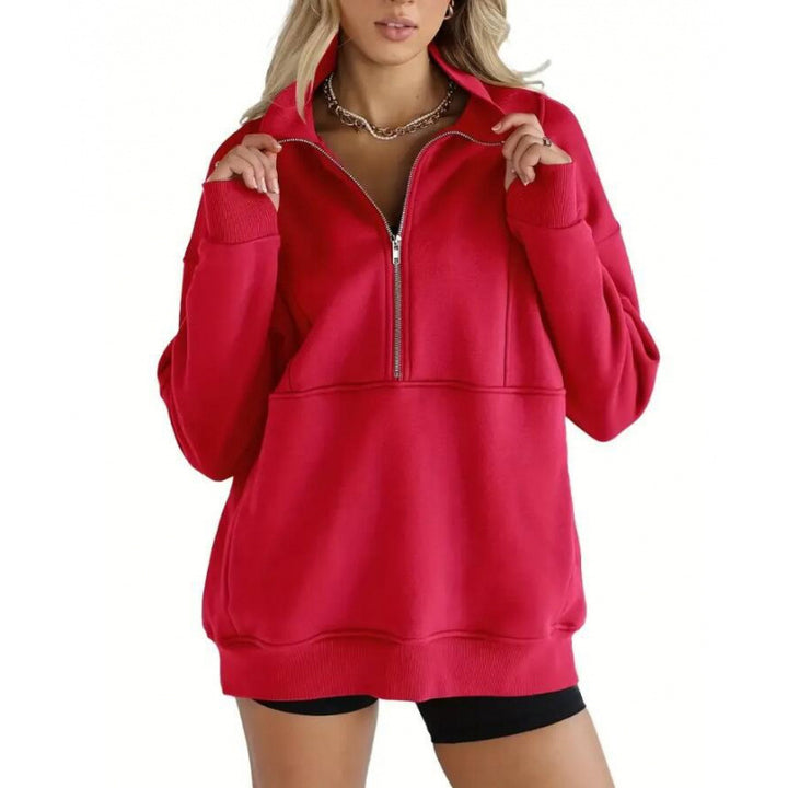 Dames sweatshirt med halv dragkedja och oversized passform Mirla-Eva Jonsson