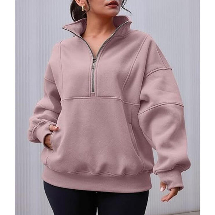 Dames sweatshirt med halv dragkedja och oversized passform Mirla-Eva Jonsson