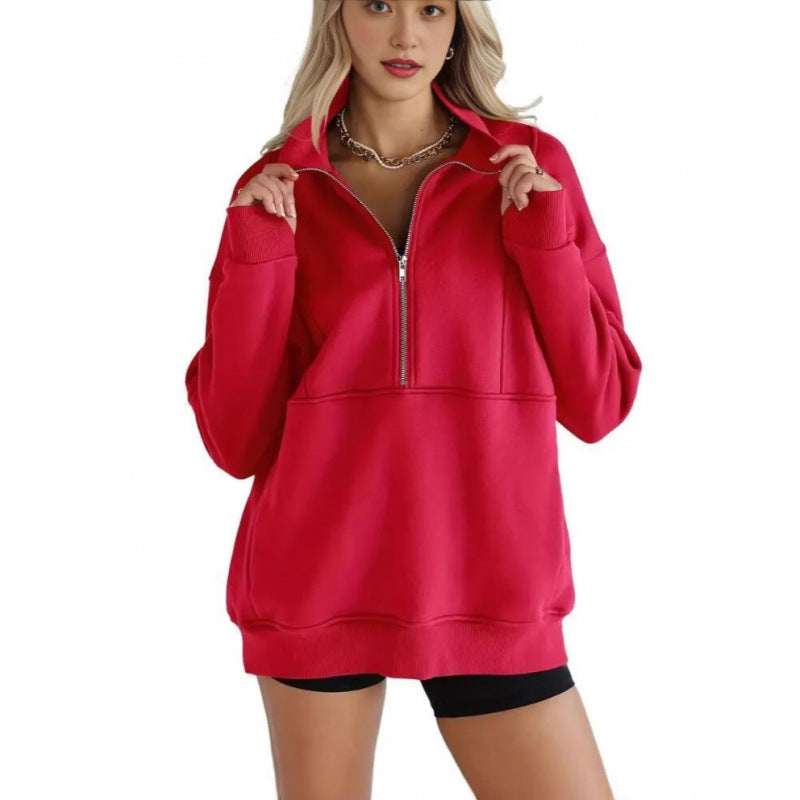 Dames sweatshirt med halv dragkedja och oversized passform Mirla-Eva Jonsson
