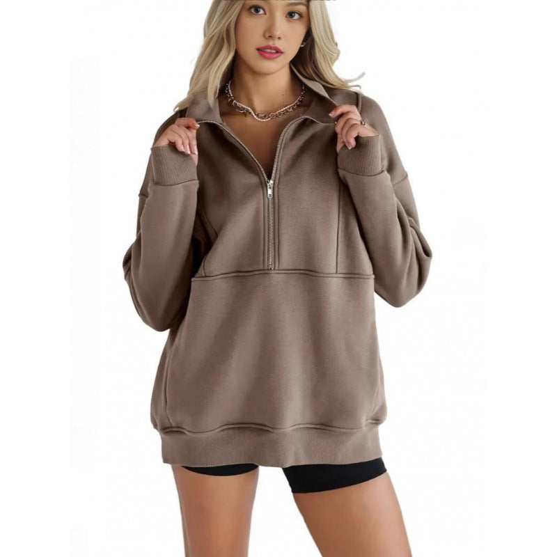 Dames sweatshirt med halv dragkedja och oversized passform Mirla-Eva Jonsson
