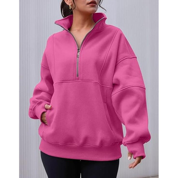 Dames sweatshirt med halv dragkedja och oversized passform Mirla-Eva Jonsson