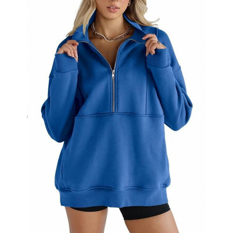 Dames sweatshirt med halv dragkedja och oversized passform Mirla-Eva Jonsson