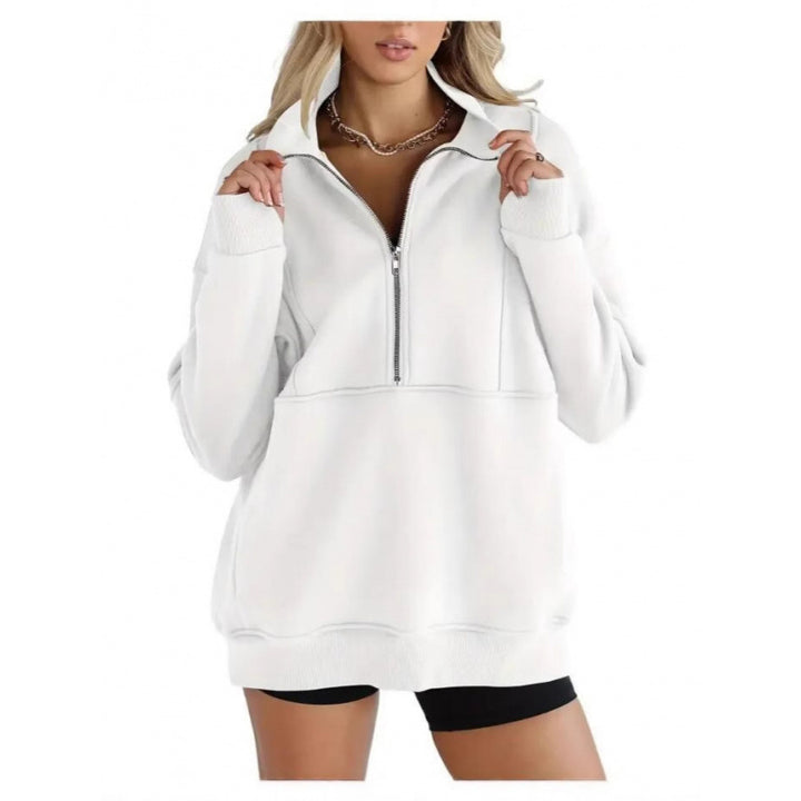 Dames sweatshirt med halv dragkedja och oversized passform Mirla-Eva Jonsson