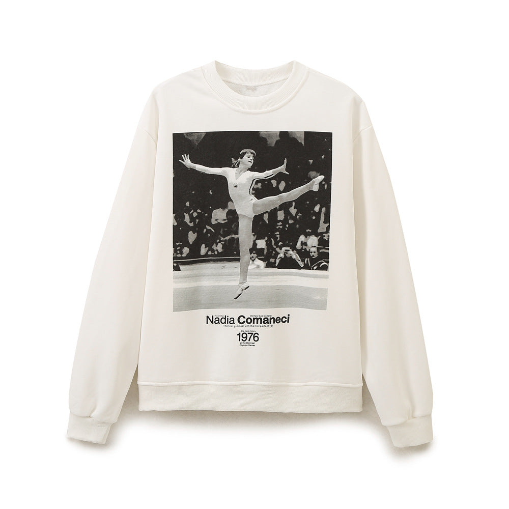 Dames sweatshirt med nostalgisk tryck Mirla-Eva Jonsson