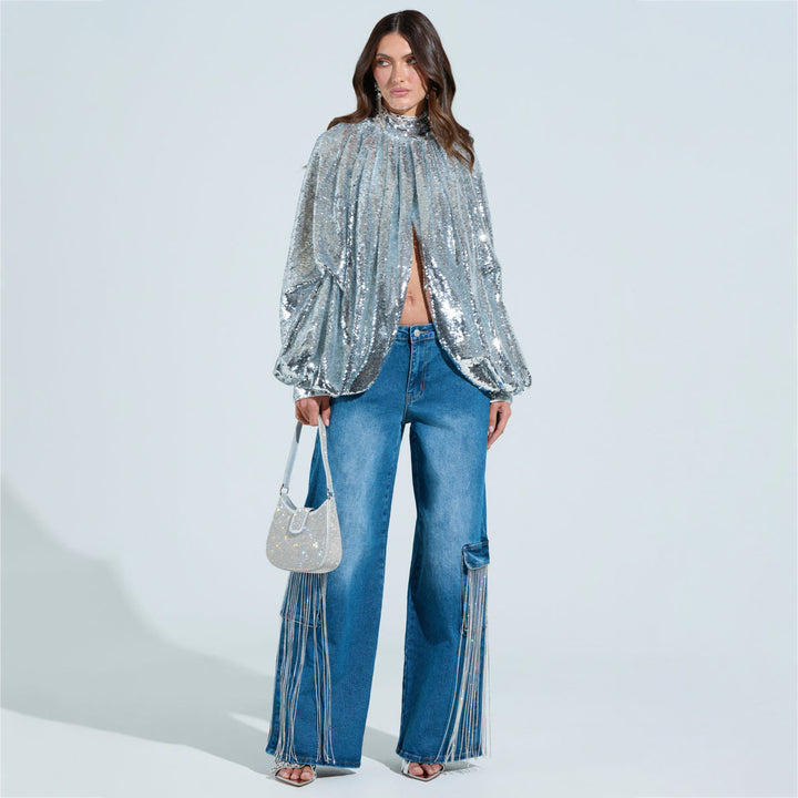 Dames utility-jeans med fransar och cargofickor Mirla-Eva Jonsson