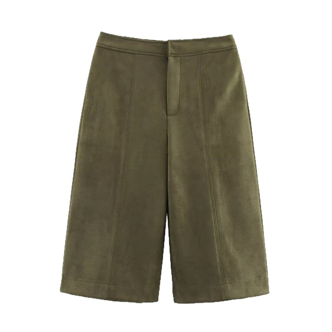 Dames vid culotte med elegant velourstruktur och praktiska fickor Mirla-Eva Jonsson