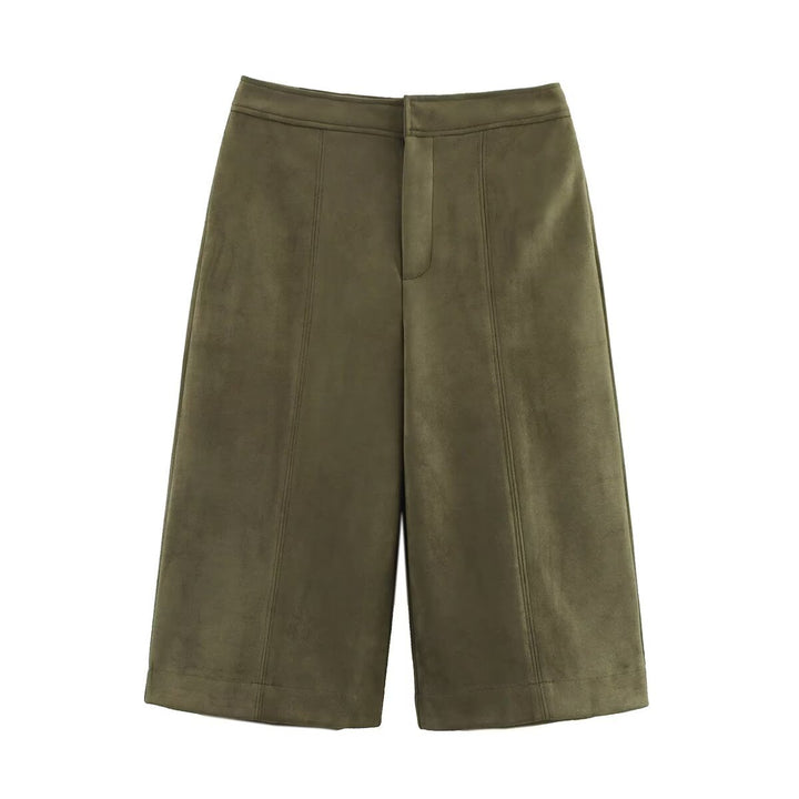 Dames vid culotte med elegant velourstruktur och praktiska fickor Mirla-Eva Jonsson
