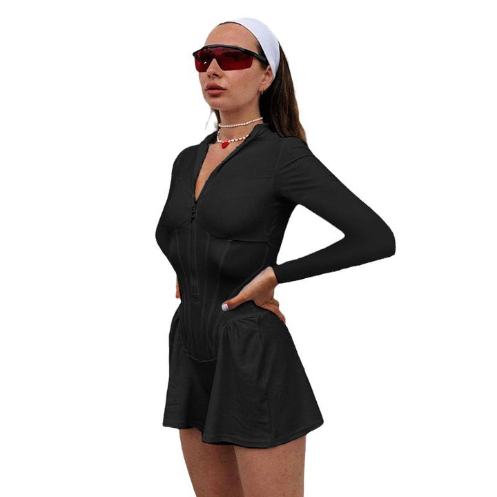 Damess one-piece badpak met flounces en smalle bandjes Mirla-Eva Jonsson