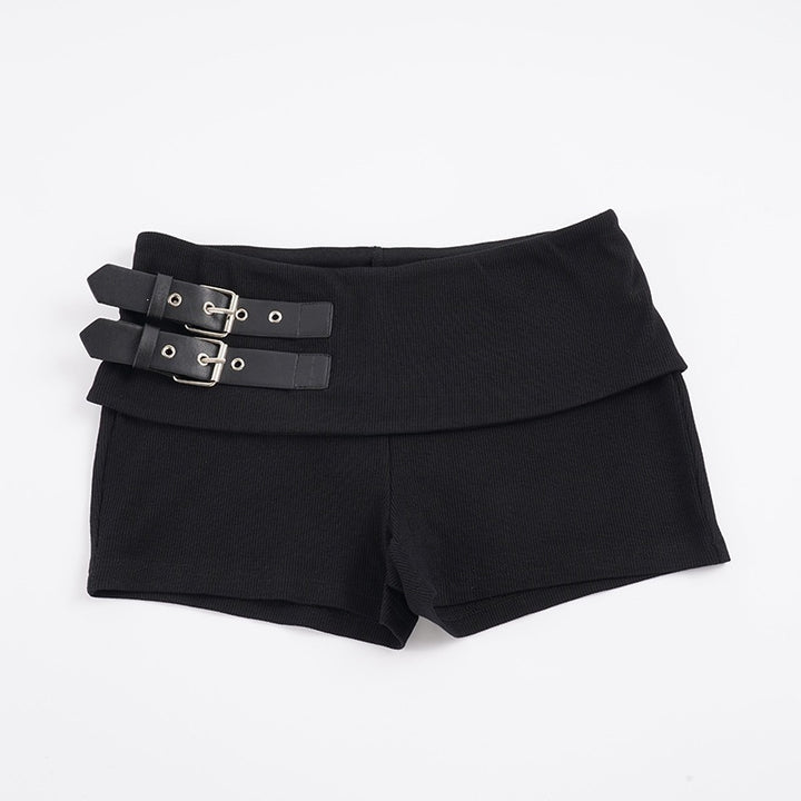 Damesshorts med bred midja och dekorativa spännen Mirla-Eva Jonsson